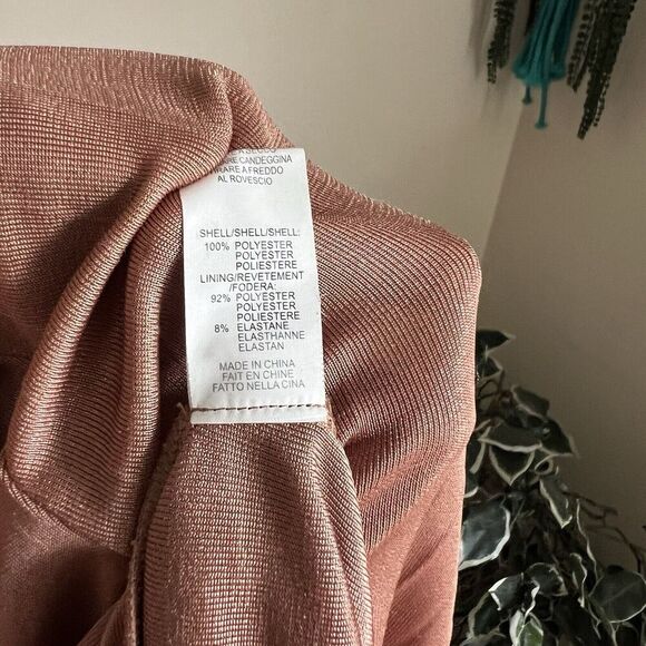 Halston Heritage Pleated Lamé Metallic One-Shoulder Maxi Dress 8 Belted Gown - Picture 8 of 9